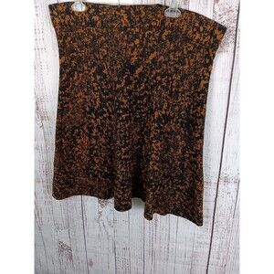 Alfani Skirt  Women’s XXL Godet Cotton Rayon Brown Black Elastic Waist